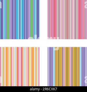 Four retro (seamless) vector stripe patterns in bright colors Stock Vector