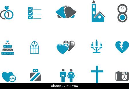 Vector icons pack - Blue Series, wedding collection Stock Vector