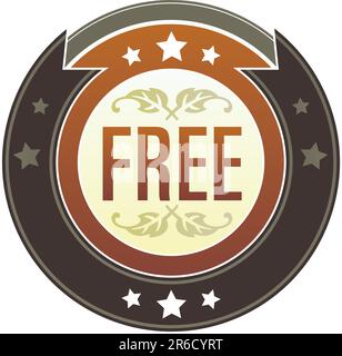 Free e-commerce icon on round red and brown imperial vector button with star accents suitable for use on website, in print and promotional material... Stock Vector