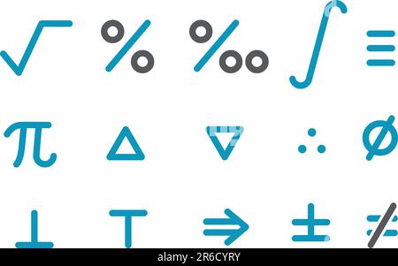 Vector icons pack - Blue Series, math collection Stock Vector