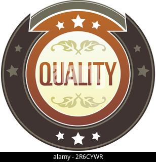 Quality e-commerce icon on round red and brown imperial vector button with star accents suitable for use on website, in print and promotional mater... Stock Vector