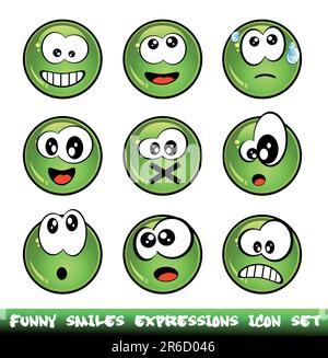 Colorful Set of Funny Smiles with different expressions Stock Vector ...