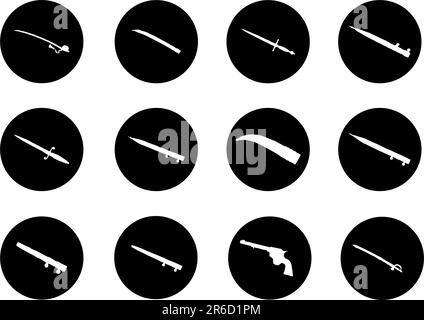 Guns. Set of 12 vector for web. Similar images can be found in my gallery. Stock Vector