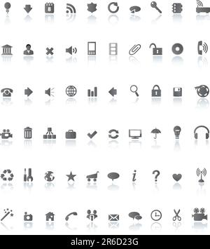 black icons with reflection Stock Vector