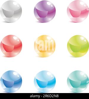 Multi-coloured glass balls in a vector on a white background Stock Vector