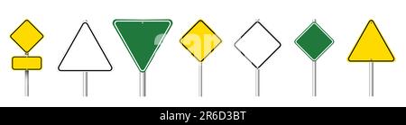 Different blank road signs on white background, collage design Stock Photo