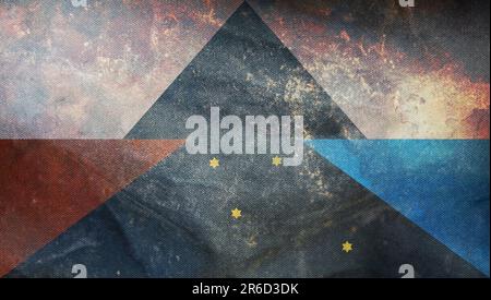 retro flag of Native peoples of South America Tehuelche Aonikenk with grunge texture. flag representing ethnic group or culture, regional authorities. Stock Photo