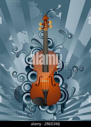 Abstract vector retro background with the violin. Stock Vector