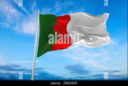 flag of Indo-Aryan ethnoreligious groups Muhajirs at cloudy sky background, panoramic view. flag representing ethnic group or culture, regional author Stock Photo