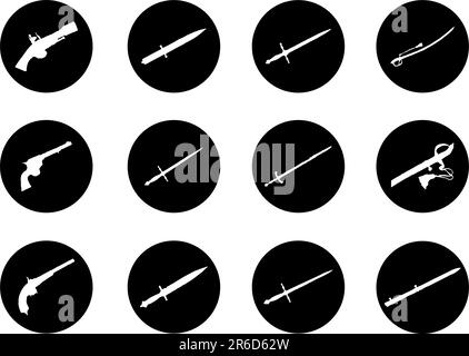 Guns. Set of 12 vector for web. Similar images can be found in my gallery. Stock Vector