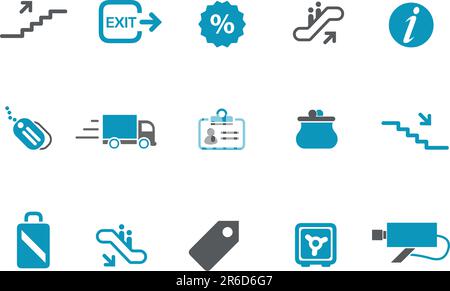 Vector icons pack - Blue Series, mall collection Stock Vector