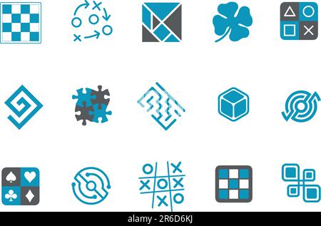 Vector icons pack - Blue Series, jigsaw collection Stock Vector