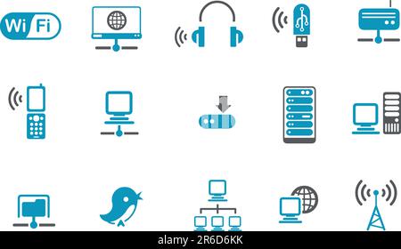 Vector icons pack - Blue Series, wi-fi collection Stock Vector