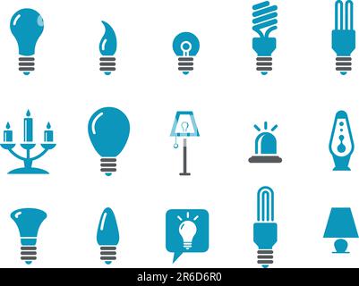 Vector icons pack - Blue Series, lamps collection Stock Vector