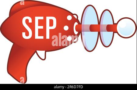 September calendar month icon on laser raygun vector illustration in retro 1950's style. Stock Vector