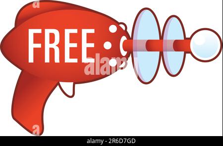 Free e-commerce icon on laser raygun vector illustration in retro 1950's style Stock Vector