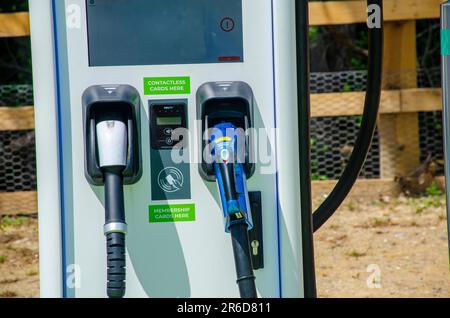London, UK, 3 June 2023 Gridserve electric highway charging points. EV charging points at Pease Pottage services Stock Photo