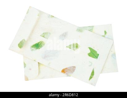 Envelopes made from mulberry paper isolated on white background, Save clipping path. Stock Photo