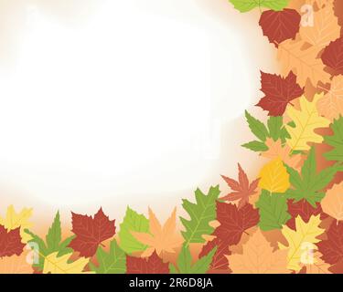 Abstract autumn, fall background with foliage and copy space. Use of blends, clipping masks and global colors. Artwork grouped and layered. Stock Vector