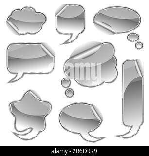 Black and white and Gold Shiny Clouds Collection Stock Vector