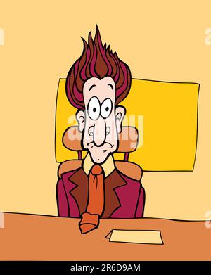 Man is nervous at a workplace meeting. Stock Vector