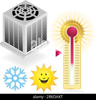 Set of air conditioning icons. Stock Vector