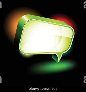 3D Icons: Glossy Chat Box in Reflector Lights Stock Vector