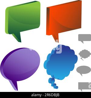 Set of 3D multiple chat icons. Stock Vector