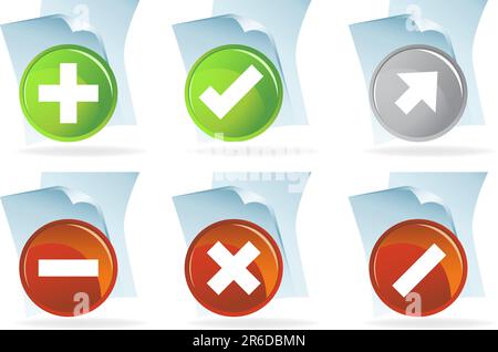 Set of six document script icons. Stock Vector