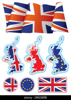 Collection of British national design elements, vector. Stock Vector