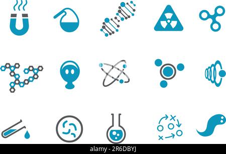 Vector icons pack - Blue Series, chemistry collection Stock Vector