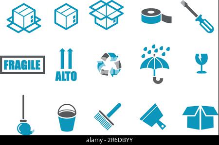 Vector icons pack - Blue Series, moving collection Stock Vector