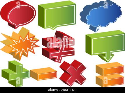 Set of various 3D icons. Stock Vector