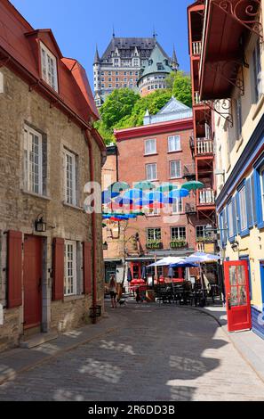 Old Quebec and Frontenac Castle viewed from lower city, Canada Stock Photo