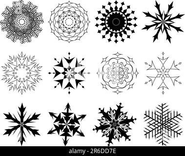 Biggest collection of vector snowflakes in different shape Stock Vector