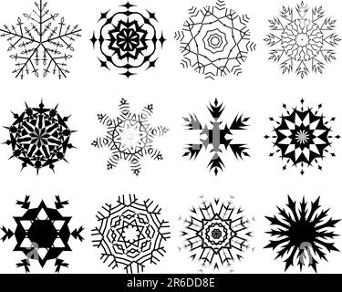 Biggest collection of vector snowflakes in different shape Stock Vector