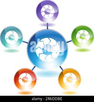 3D chevron process icon in multiple colors. Stock Vector