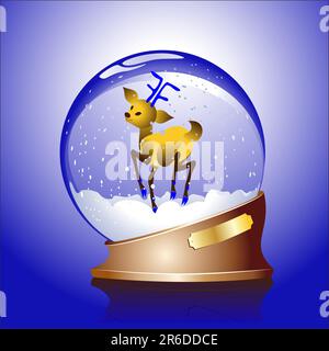 Winter sphere with a reindeer Stock Vector