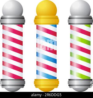 Set of striped hair cutting icons. Stock Vector