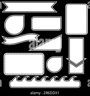 Set of multiple web labels and icons - black and white. Stock Vector