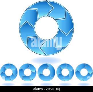 Set of blue process charts. Stock Vector