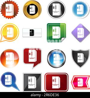 Refrigerator icon set isolated on a white background. Stock Vector