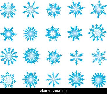 Set of vector snowflakes in different shape Stock Vector