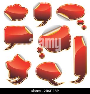 Festive Red and Gold Shiny Clouds Collection Stock Vector