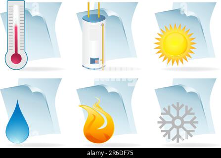 Set of six home related document themed icons. Stock Vector