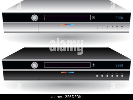 Set of 3D DVD / DVR players. Stock Vector