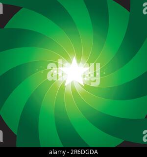 Centered vibrant green light burst with shining white star in the middle. Use of radial gradients and 6 global color swatches. Artwork grouped and ... Stock Vector