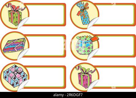 Set of 6 Christmas gift tags. Stock Vector