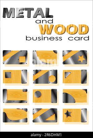 metal and wood of business card Stock Vector