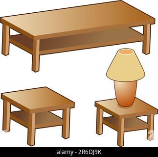 3d living room furniture isolated on a white background. Stock Vector